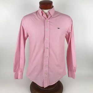 Mens VINEYARD VINES Pink Pinstripe Whale Shirt EUC